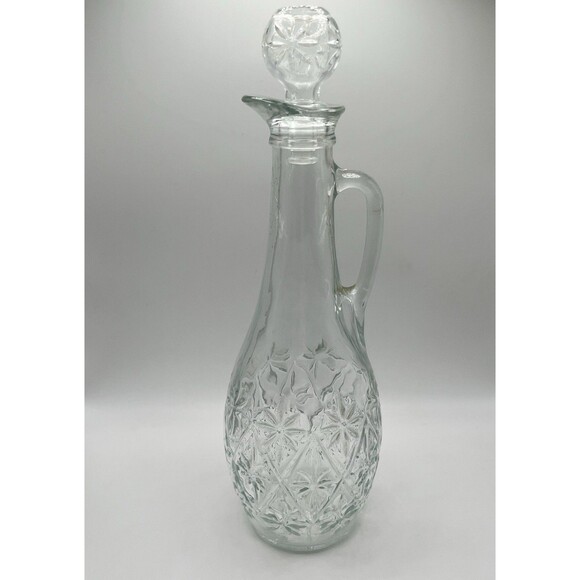 Vintage Indiana Glass Decanter Starburst Diamond Pattern USA 1960s - Picture 5 of 8